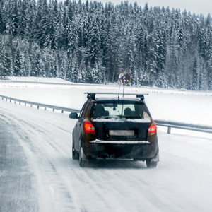 Car on snowy road